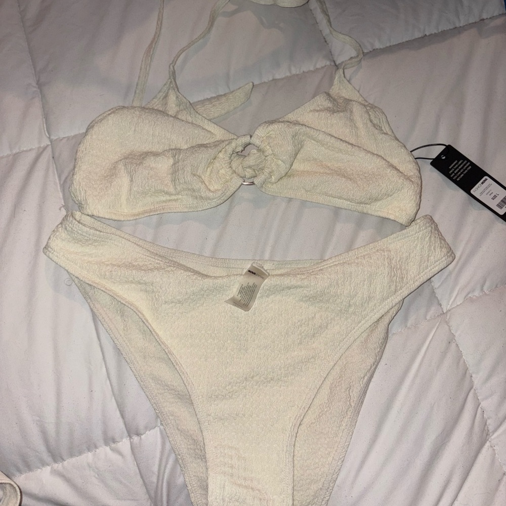 Cream Textured Bikini Set